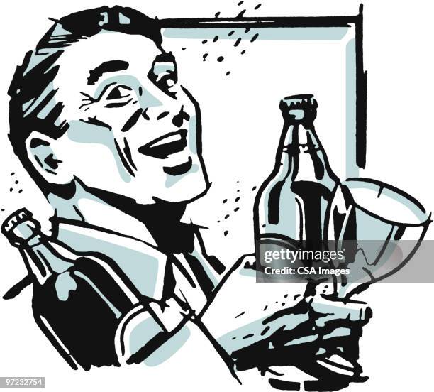 bartender - no more wine stock illustrations