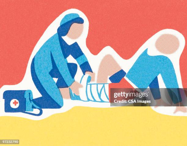 athlete and medic - first aid stock illustrations