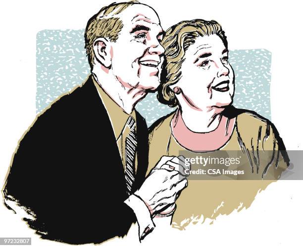 couple - frau älter lächeln stock-grafiken, -clipart, -cartoons und -symbole