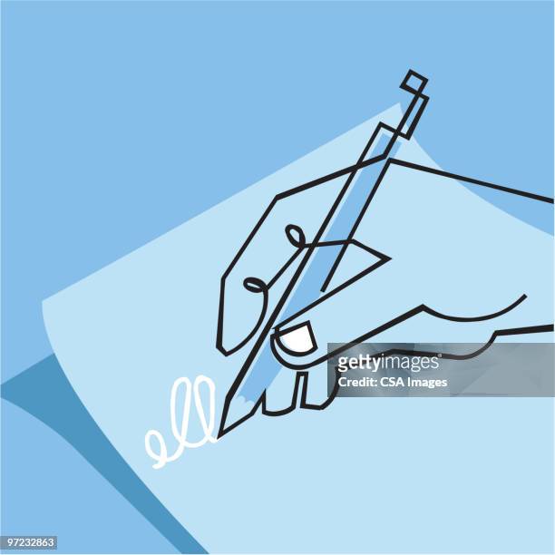ilustraciones, imágenes clip art, dibujos animados e iconos de stock de pen - escribir a mano