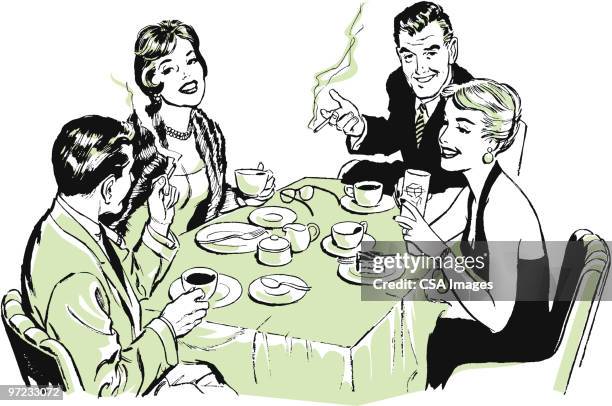 dinner party - fine dining stock illustrations