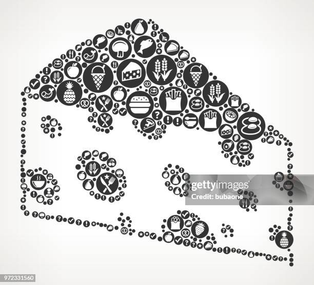 cheese slice food black and white icon background - apple slice black background stock illustrations