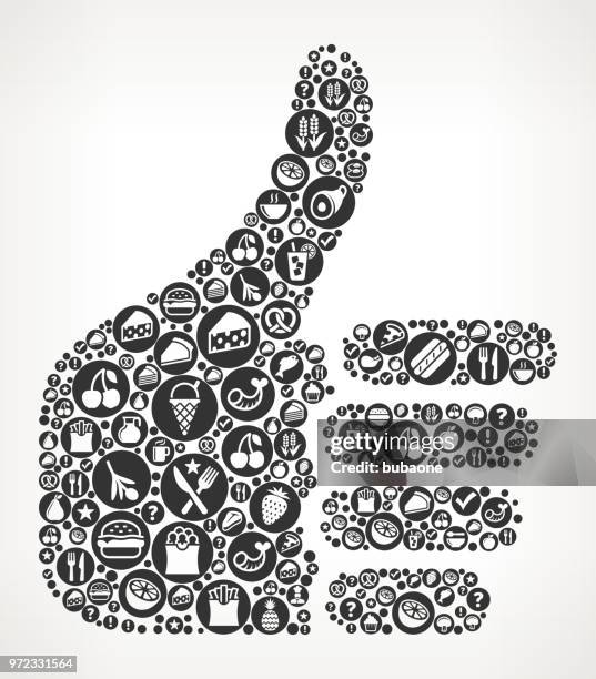 thumbs up food black and white icon background - black thumbs up white background stock illustrations