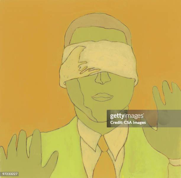 blindfolded man - blindfold stock illustrations