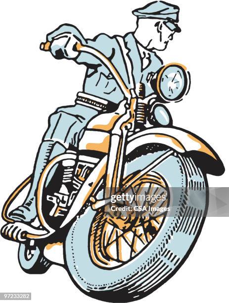 man with sign - motorbike stock illustrations