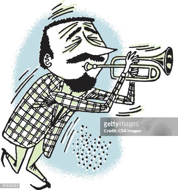 trumpeter - beat generation stock illustrations