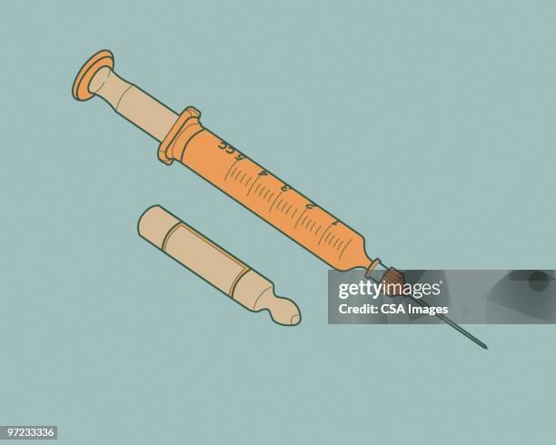 ilustraciones, imágenes clip art, dibujos animados e iconos de stock de syringe - needle