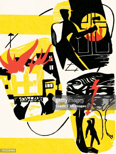 on fire - fire firefighter stock illustrations