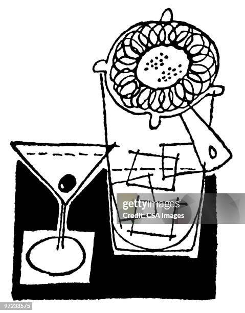 ilustrações, clipart, desenhos animados e ícones de cocktail, strainer, and shaker - cocktail shaker
