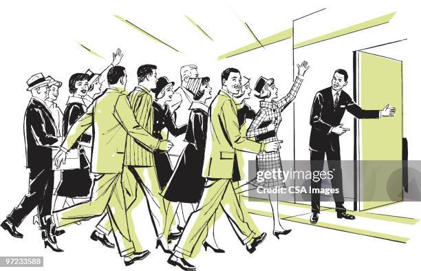crowd - crowd walking stock illustrations