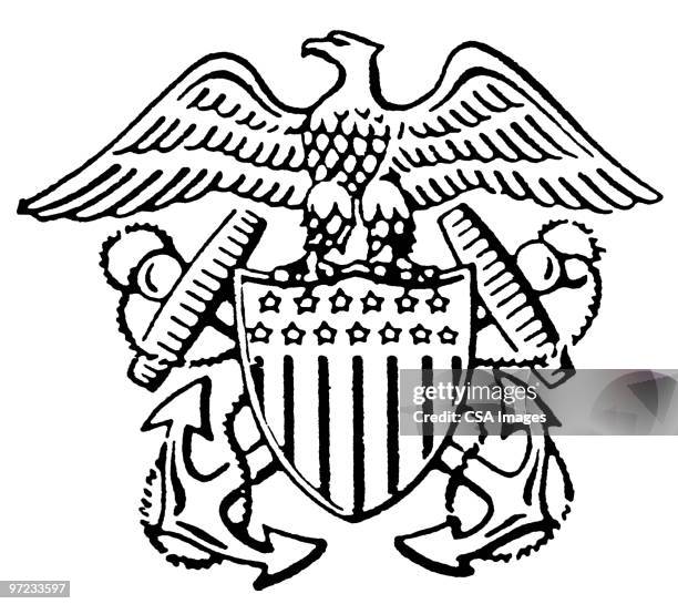 ilustraciones, imágenes clip art, dibujos animados e iconos de stock de american crest - us navy