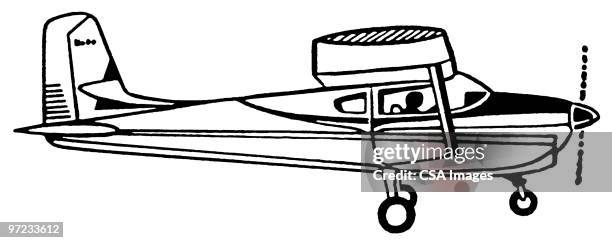 stockillustraties, clipart, cartoons en iconen met airplane - propeller plane