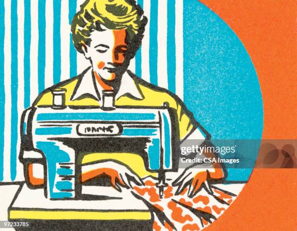 illustrazioni stock, clip art, cartoni animati e icone di tendenza di seamstress - madre casalinga