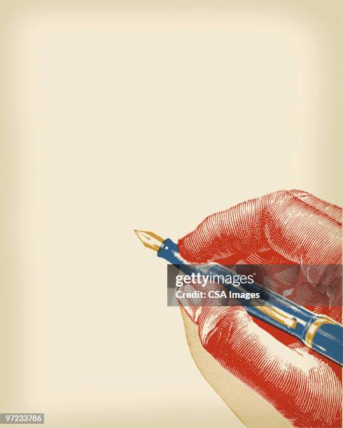 writing - holding pen in hand stock illustrations