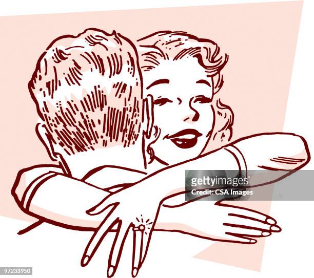 embrace - couple talking stock illustrations