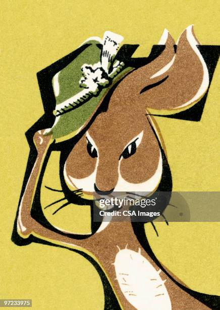 rabbit with a hat - rabbit hat stock illustrations