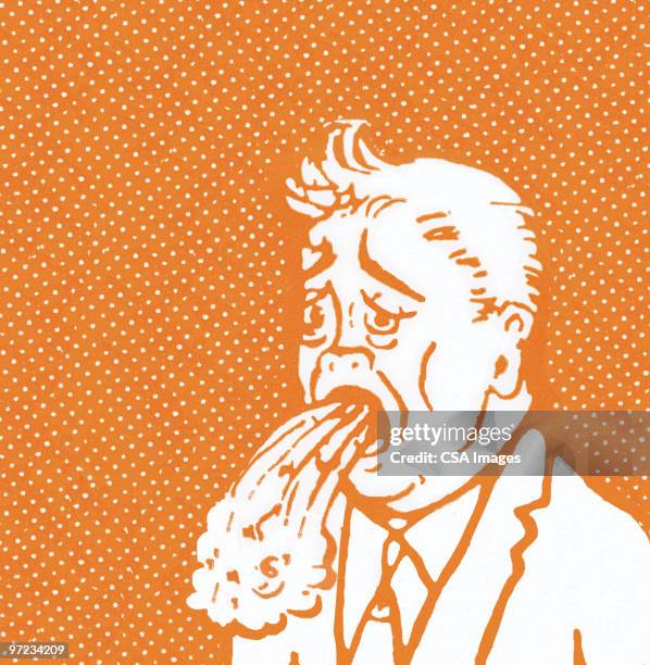 projectile vomit - sick man stock illustrations