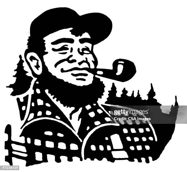 stockillustraties, clipart, cartoons en iconen met lumberjack - paul bunyan