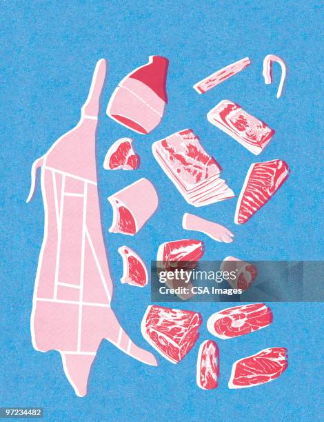 side of beef - bacon bits stock illustrations