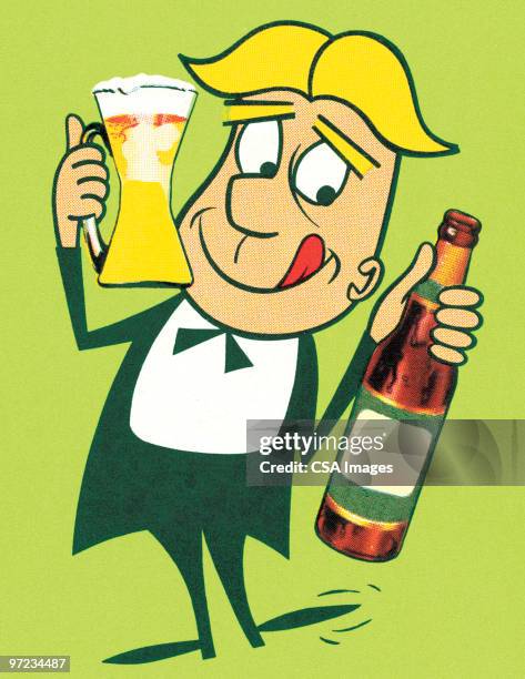 man drinking - beer tasting stock illustrations