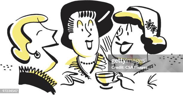 ilustrações de stock, clip art, desenhos animados e ícones de coffee klatch - three womans friends