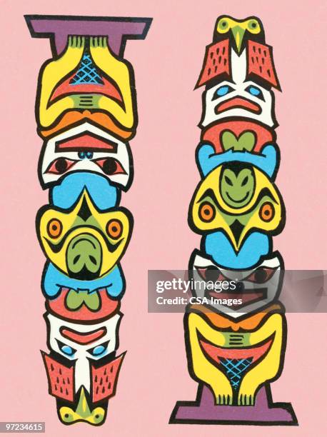 ilustrações, clipart, desenhos animados e ícones de totem - cultura tribal americana