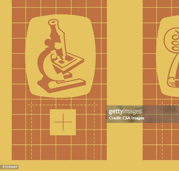 mircoscope - laboratory room stock illustrations