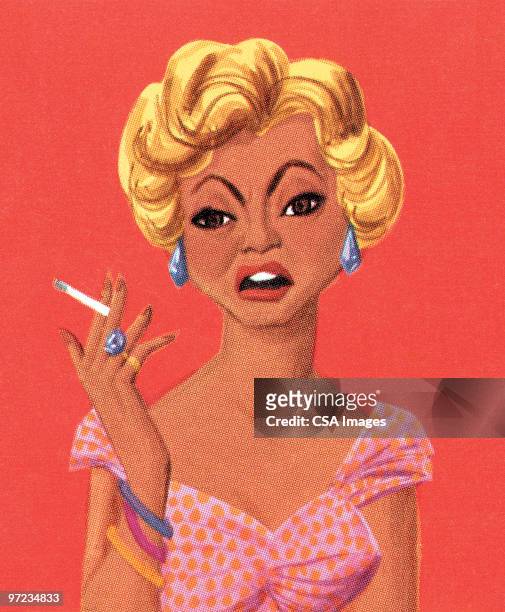 woman smoking - platinum stock illustrations