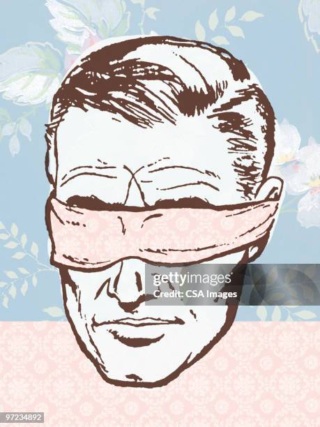 blindfolded man - blindfold stock illustrations