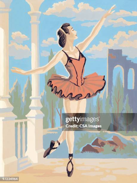 female ballet dancer - ballet shoe stock illustrations