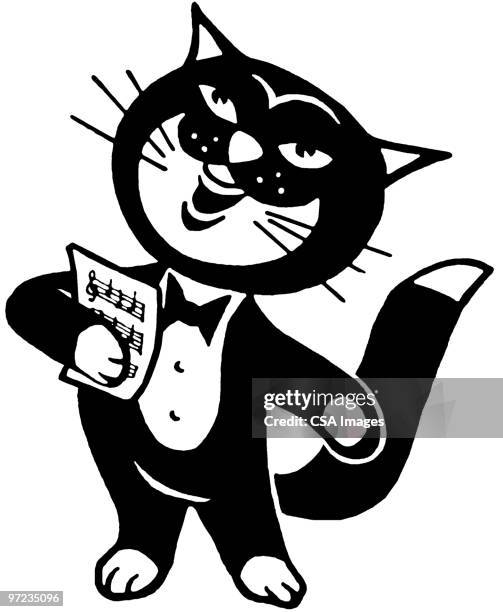 singing cat - cat tail stock illustrations