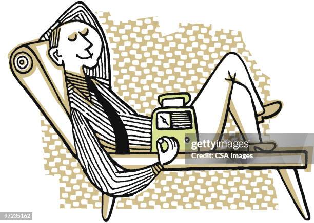 man relaxing - outdoor chair stock illustrations