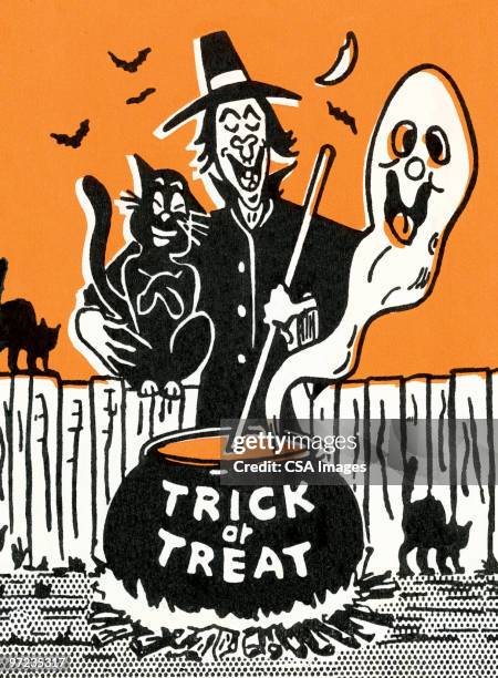 trick or treat - cauldron stock illustrations