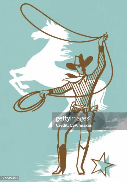 cowboy with lasso - lasso stock illustrations
