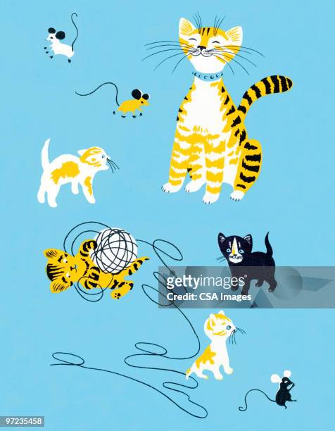 baby animals - mouse cat stock illustrations