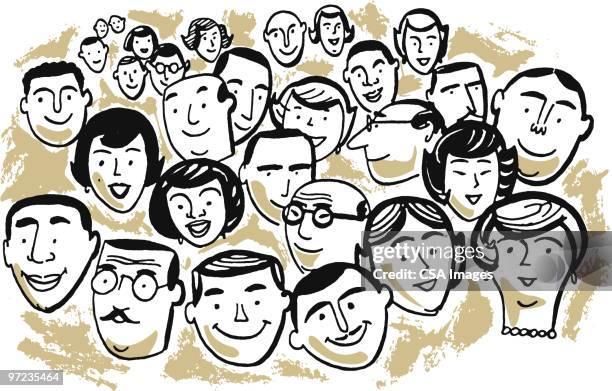 stockillustraties, clipart, cartoons en iconen met crowd of people - alleen volwassenen