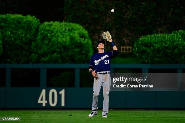 Christian Yelich of the Milwaukee Brewers makes an out during the ninth inning at Citizens Bank Park on June 8, 2018 in Philadelphia, Pennsylvania....