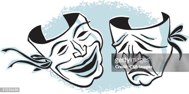 comedy and tragedy masks - stage costume stock illustrations