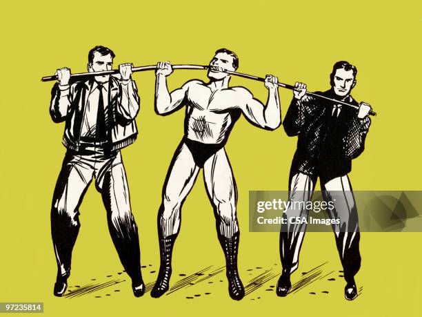 illustrazioni stock, clip art, cartoni animati e icone di tendenza di strongmen - strongman