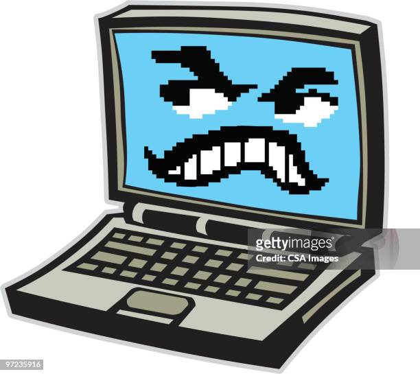 laptop computer - distraught stock illustrations