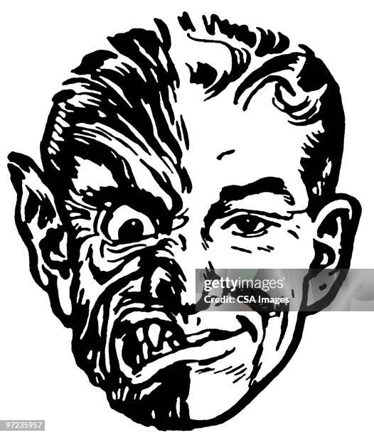 half monster - aggressive man stock illustrations