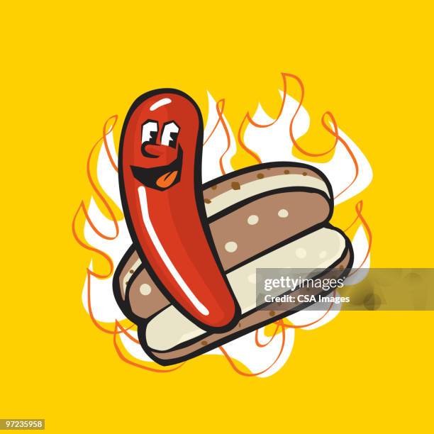 hot dog and bun - fast food stock illustrations