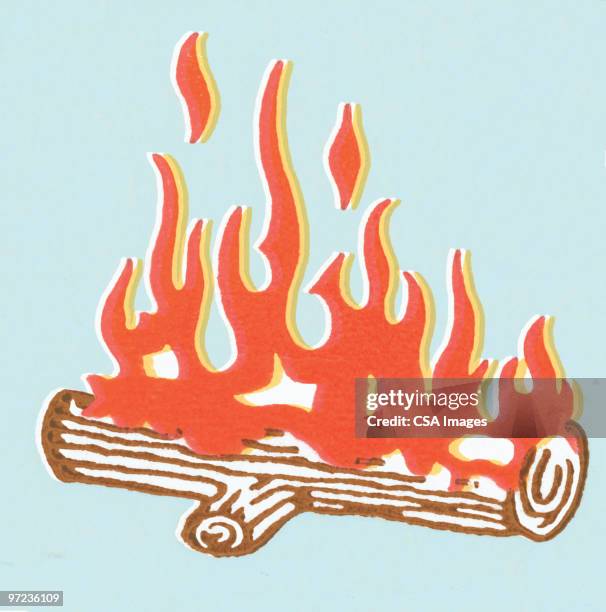 log on fire - holzstamm stock-grafiken, -clipart, -cartoons und -symbole