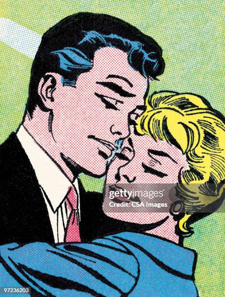 stockillustraties, clipart, cartoons en iconen met couple hugging - jong koppel
