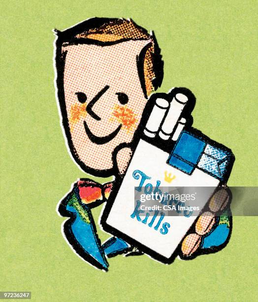 tobacco kills; male - man smoking cigarette stock illustrations