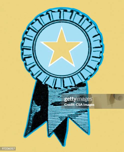 blue ribbon - star medal stock illustrations