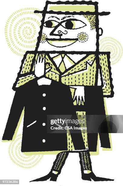 man holding suits - suit tailor stock illustrations