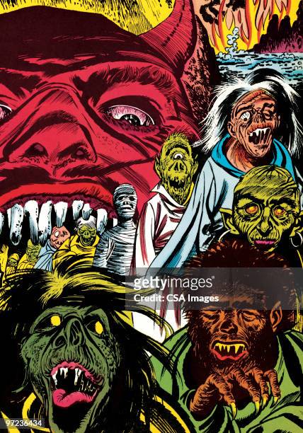 stockillustraties, clipart, cartoons en iconen met monsters - zombie