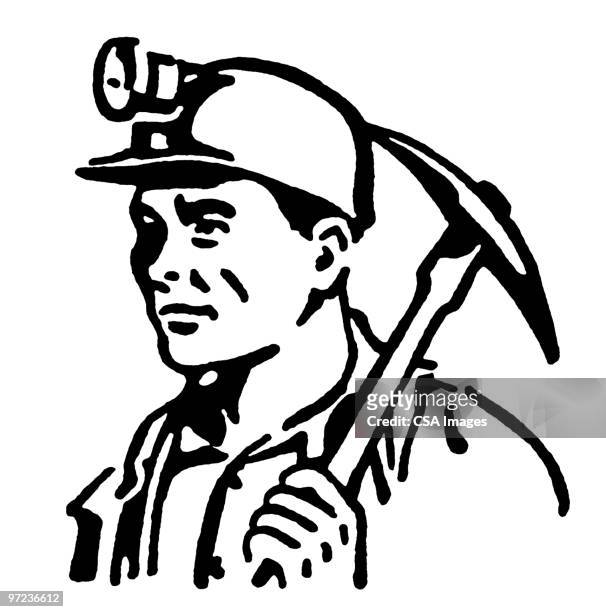 miner - mining hats stock illustrations