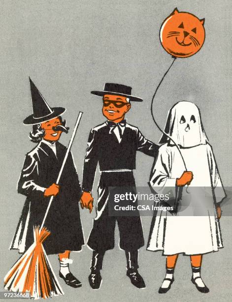 kids in costume - 90s stock illustrations